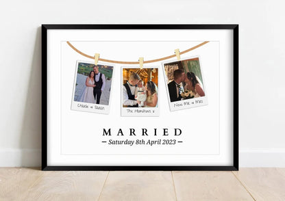Wedding Photo Polaroid Print, Mothers Day Gift Wife, Just Married Wedding Photo, Personalised Wedding Wall art, Newlywed Gift, Milestone