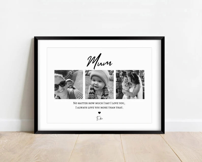 Custom Mummy Photo Gift, Mum Birthday Present, Mom and Daughters Print, Mammy and Son Wall Art, Mothers Day Personalised Print, New Mum Gift