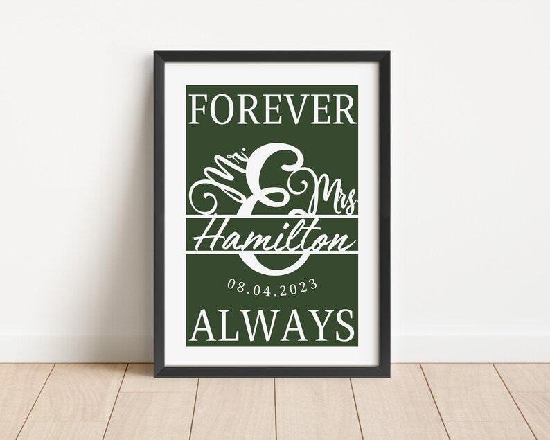 Custom Wedding Gift Keepsake, Wall Art for Her Him, Personalised Anniversary Poster Husband Wife, Wedding Keepsake, Special Date Anniversary