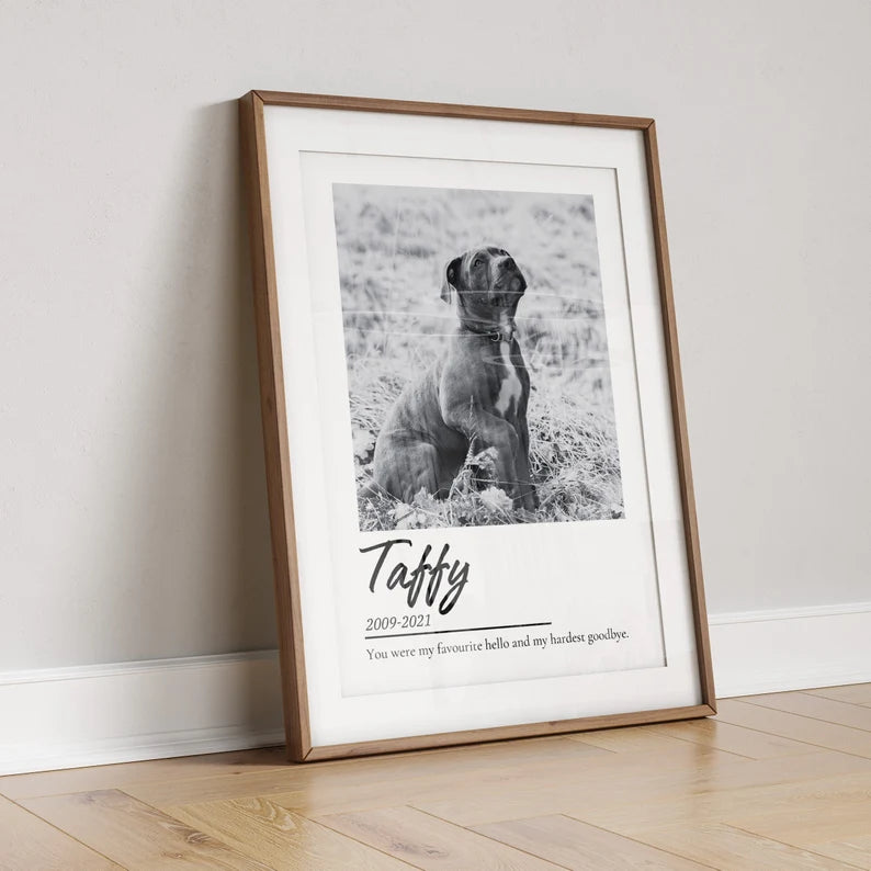 Pet Memorial Print Custom, Dog Memorial, Cat remembrance Gift, Pet Loss Sympathy Present, Optional Paw Print, Memory Gift Print for Lost Pet