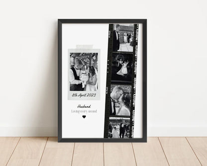Personalised Husband Photo Collage Gift – Custom Couple Print with Film Strip Style – Romantic Anniversary or Valentine’s Day Gift for Him