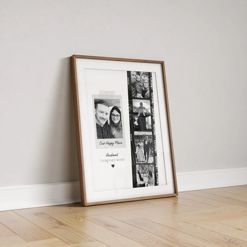 Personalised Husband Photo Collage Gift – Custom Couple Print with Film Strip Style – Romantic Anniversary or Valentine’s Day Gift for Him