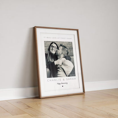 Personalised Anniversary Photo Print, Velentines Day Gift for Wife Husband, Couple Photo Framed for Her, Girlfriend Present Anniversary Gift
