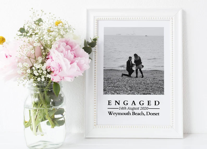 Personalised Engagement Gift, Engaged Photo Gift Couple, Custom Photo Print for Fiance, Husband Wife to Be, Valentines Day Gift, Anniversary