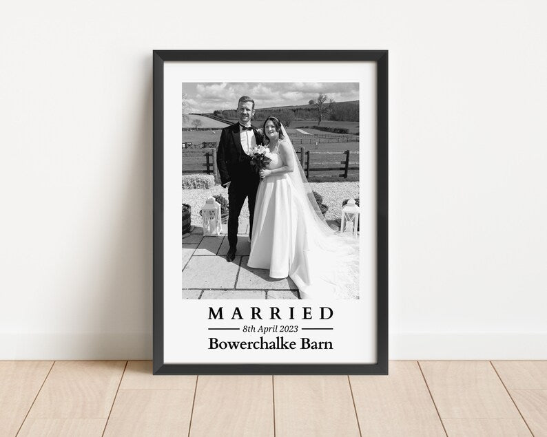 Custom Wedding Photo Gift, Personalised Framed Poster for Wedding, Newly Weds Keepsake, Affordable Wedding Gift for Couple, Gift for Bride