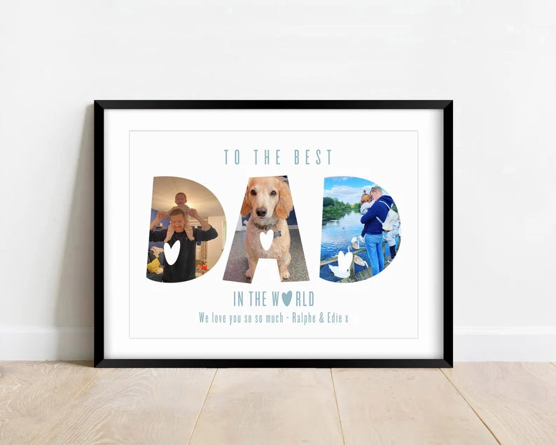 Custom Dad Photo Letters Print, Personalised Daddy Birthday Gift from Son Daughter, Present for New Dad, Fathers Day Gift for New Dast