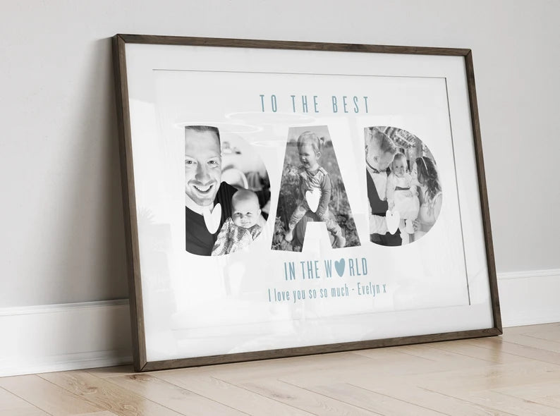 Custom Dad Photo Letters Print, Personalised Daddy Birthday Gift from Son Daughter, Present for New Dad, Fathers Day Gift for New Dast