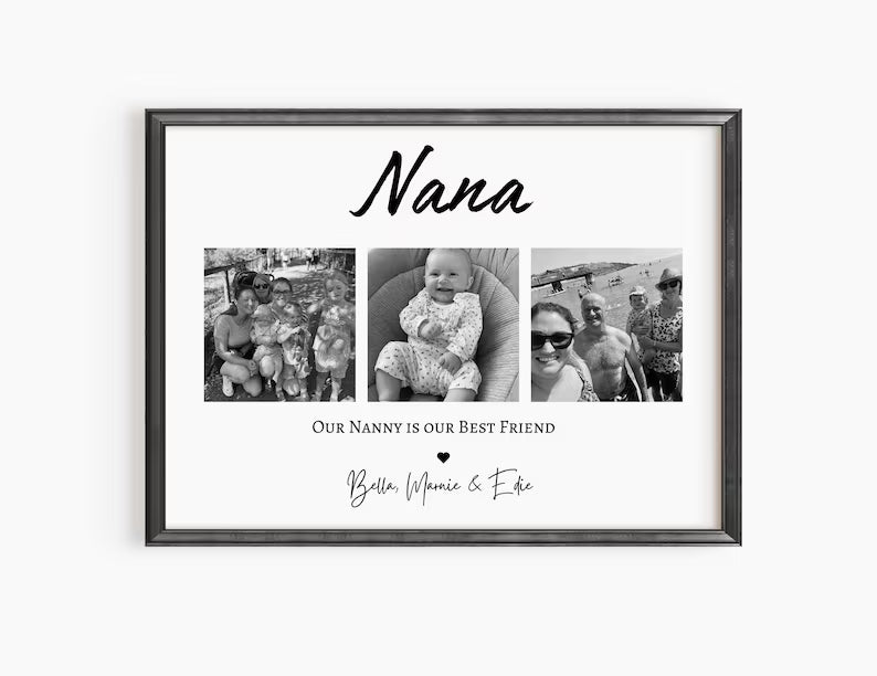 Custom Nana Gift Print, Personalised Nanny Birthday Gift, Mum Thank You Frame, Grandchildren Photo, Granny Grandma Milestone Gift from Child