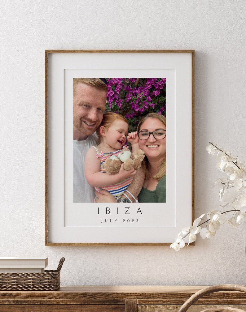 Holiday Memory Photo Print, Vacation Photos Wall Art, Honeymoon Keepsake, Gift for Wife Husband Girlfriend, New Home Gift, Family Gift Frame