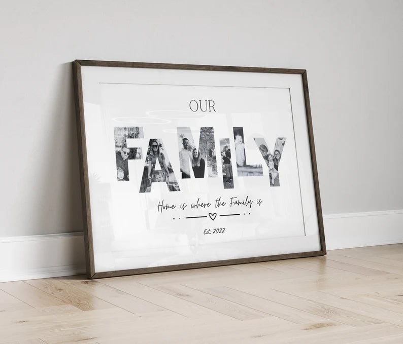 Family Photo Letters Gift, Collage Gift for Parents, Family Home Decor, Personalised Print for New Parents, Housewarming Gift for New Mum