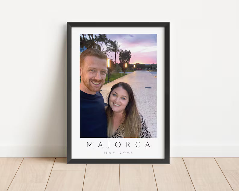 Holiday Memory Photo Print, Vacation Photos Wall Art, Honeymoon Keepsake, Gift for Wife Husband Girlfriend, New Home Gift, Family Gift Frame