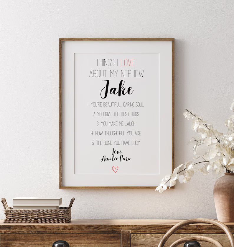 Custom Nephew Gift Print, Gift from Auntie to Nephew, Nephew Birthday Gift, Personalised Print for Godson, Personalised Nephew Gift