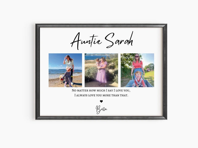 Custom Auntie Photo Gift, Personalised Aunt Print from Niece Nephew, Aunt Birthday Keepsake, Unqiue Aunty Gift, Birthday Gift for Sister