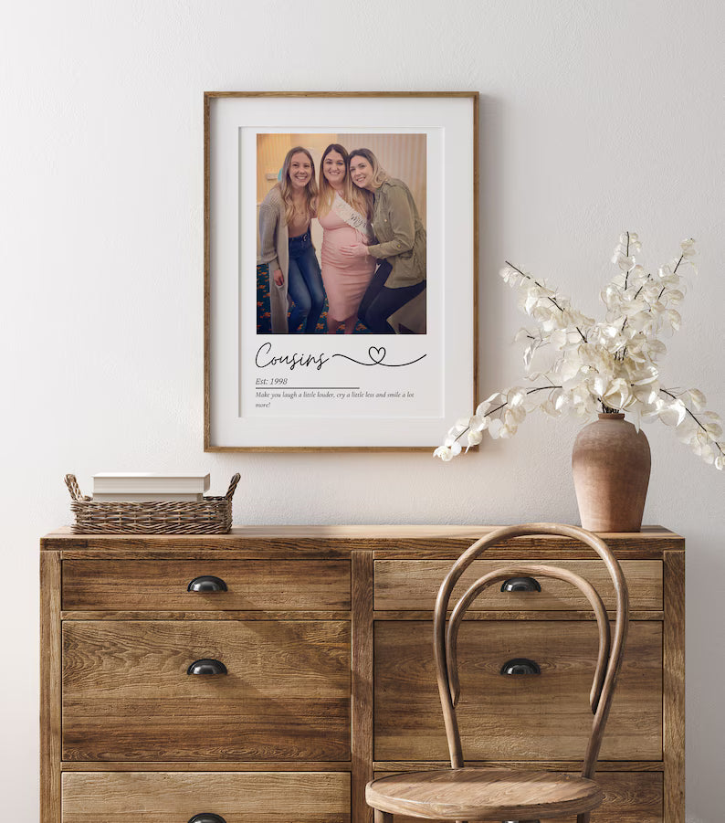 Custom Cousin Photo Print, Thoughtful Cousin Gift, Unique Friendship Print, Custom Sister Keepsake, Unique Birthday Keepsake for Cousins
