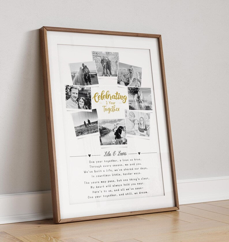 First Wedding Anniversary Personalised Photo Collage, Paper Anniversary Gift, 1 Year Anniversary Celebration, Polaroid Photo Gift, Wedding