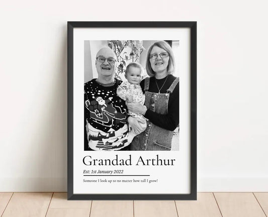 Personalised Grandad Photo Print, Custom Grandparent Gift with Name & Date, New Grandpa Keepsake, Gift for First-Time Grandad, Framed Gift