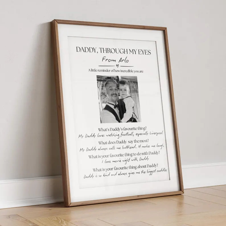 Personalised Father’s Day Gift from Child, Daddy Birthday Gift from Son Daughter, Custom Photo Gift for Dad, Kids Sayings, Cute Dad Keepsake