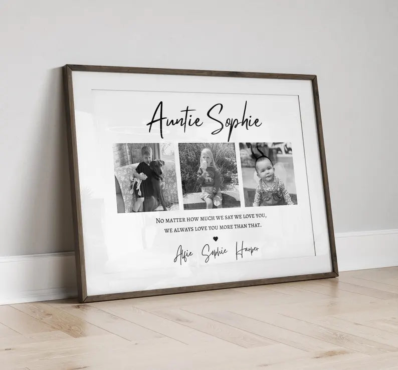 Custom Auntie Photo Gift, Personalised Aunt Print from Niece Nephew, Aunt Birthday Keepsake, Unqiue Aunty Gift, Birthday Gift for Sister