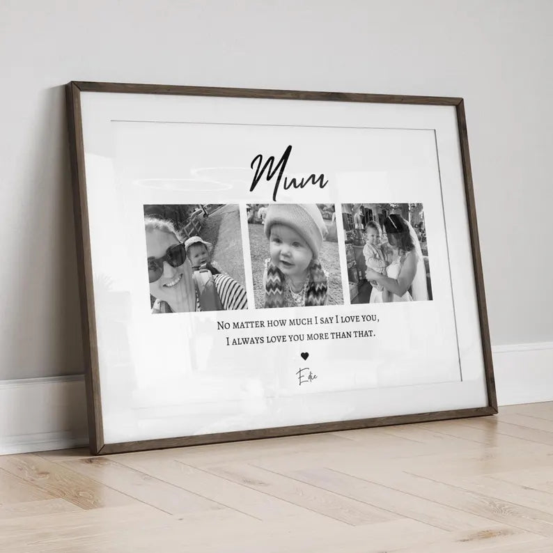 Custom Mummy Photo Gift, Mum Birthday Present, Mom and Daughters Print, Mammy and Son Wall Art, Mothers Day Personalised Print, New Mum Gift
