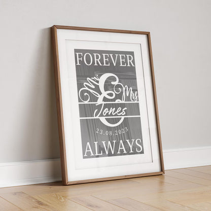 Custom Wedding Gift Keepsake, Wall Art for Her Him, Personalised Anniversary Poster Husband Wife, Wedding Keepsake, Special Date Anniversary