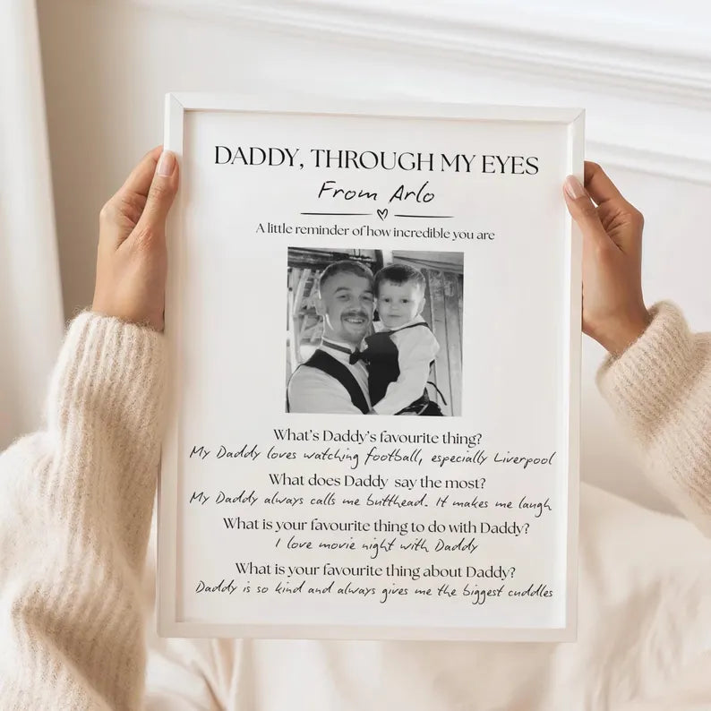 Personalised Father’s Day Gift from Child, Daddy Birthday Gift from Son Daughter, Custom Photo Gift for Dad, Kids Sayings, Cute Dad Keepsake