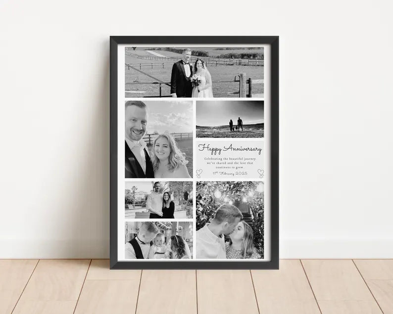 Personalised Anniversary Photo Collage, Custom Anniversary Gift, Wedding Anniversary Keepsake, Couple Photo Wall Art, Paper Anniversary Gift