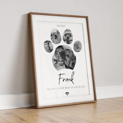 Custom Dog Memorial Photo Collage Print, Pet Loss Gift, Rainbow Bridge Tribute, Personalised Dog Paw Print Poster, Pet Remembrance Gift