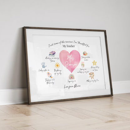 Custom Teacher Appreciation Gift Print, Thank you gift for Teacher, End of Term Teacher Gift, Leaver Gift for Mentor, Primary School Gift