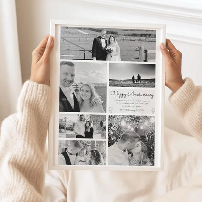 Personalised Anniversary Photo Collage, Custom Anniversary Gift, Wedding Anniversary Keepsake, Couple Photo Wall Art, Paper Anniversary Gift