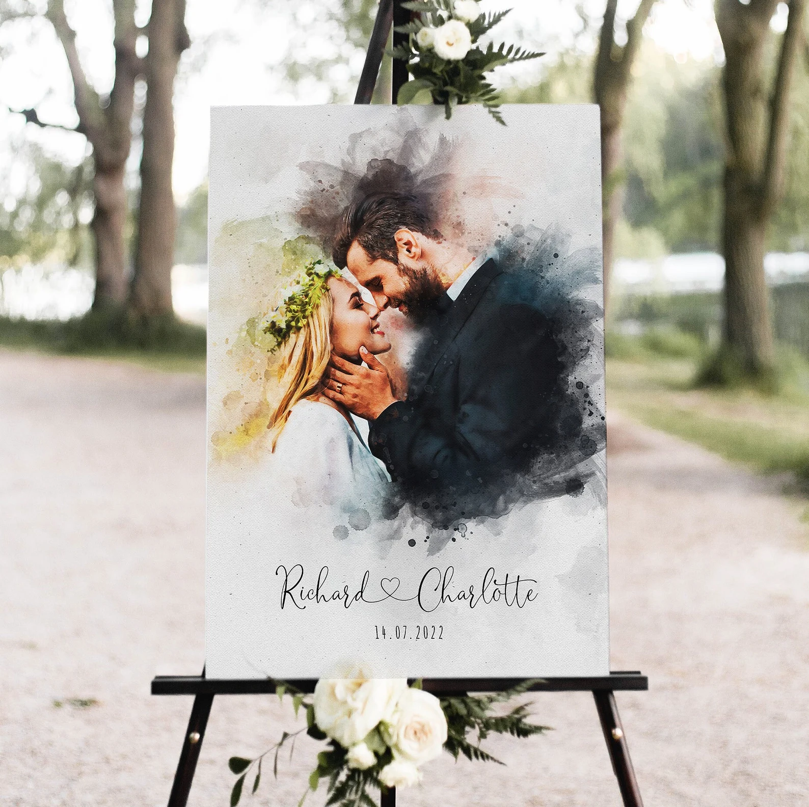 Custom Wedding Portrait - Watercolour Couple Illustration | Personalised Anniversary Gift, Handmade Painting from Photo