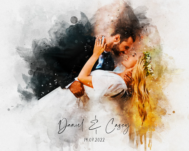 Custom Wedding Portrait - Watercolour Couple Illustration | Personalised Anniversary Gift, Handmade Painting from Photo