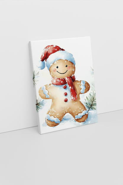 Christmas Gingerbread Man Art Print - Holiday Wall Decor | Canvas and Framed Options