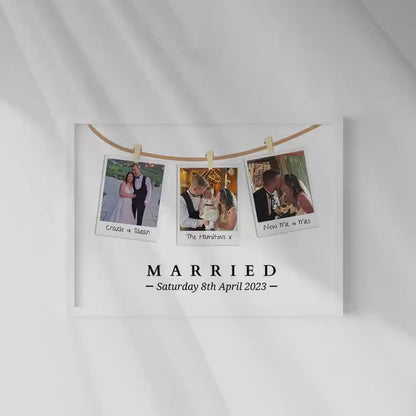 Wedding Photo Polaroid Print, Mothers Day Gift Wife, Just Married Wedding Photo, Personalised Wedding Wall art, Newlywed Gift, Milestone